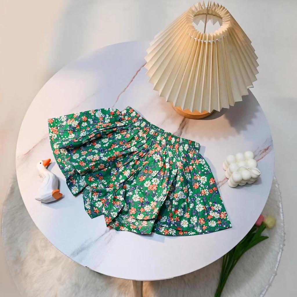 2023 Summer Korean Floral Skirt Shorts for Girls - Sweet Fashionable Kids' Hot Pants