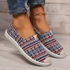 Fashion Women Slip on Flats Print Flat Bottom Light Mesh Lazy Fisherman Shoes Canvas Breathable Flat Women's Single Shoes