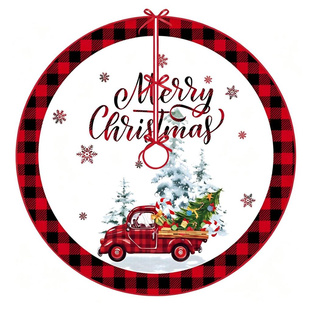 Reindeer Snowman Print Christmas Tree Skirt, Christmas Base Skirt, Tree Decoration Apron