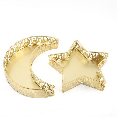 Moon Star Shaped Dessert Tray Gold Color Display Holder Fashion Dinner Plate  Religious Festival