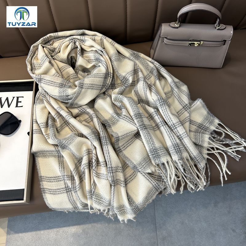 

2024 Осень и зима Новый удлиненный кашемировый шарф универсальный женский теплый шарф для защиты шеи двухсторонний шарф шаль 200*70cm