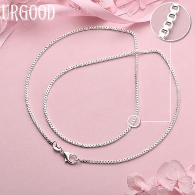 925 Sterling Silver 1.5mm Bottom Box Chain Necklace Fashionable Wedding Jewelry