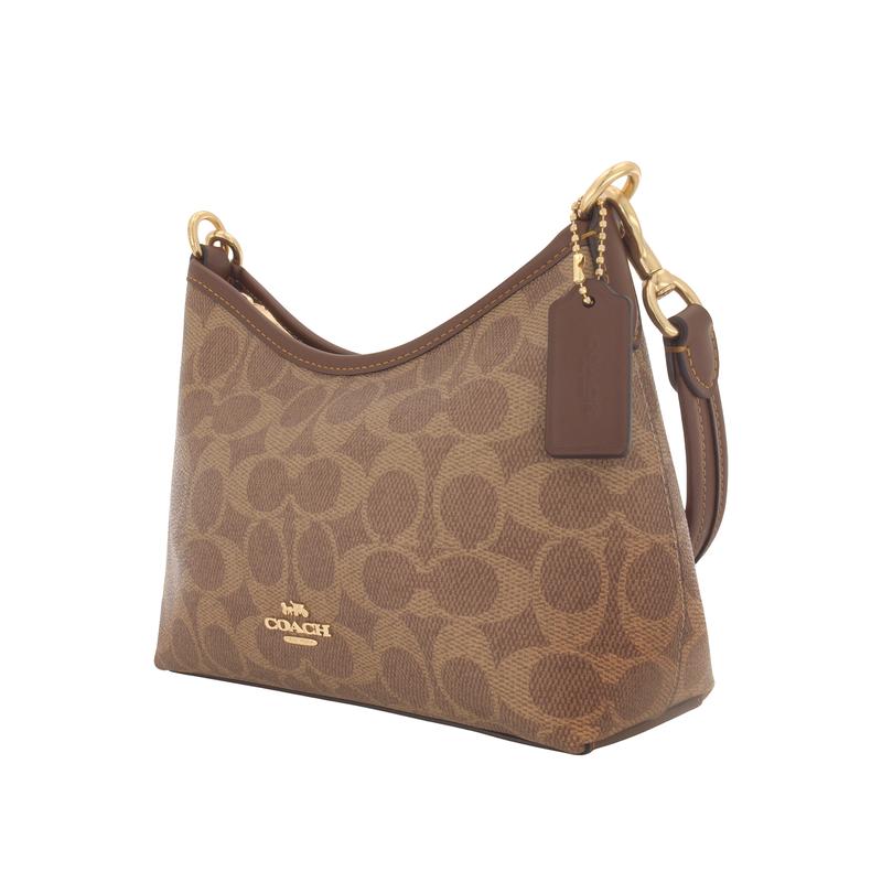 Coach Laurel 19 Small Shoulder Bag Signature Canvas Women Mini Hobo Handbag Two Detachable Straps Shoulder Crossbody Casual Gift CBH15-IMXHE
