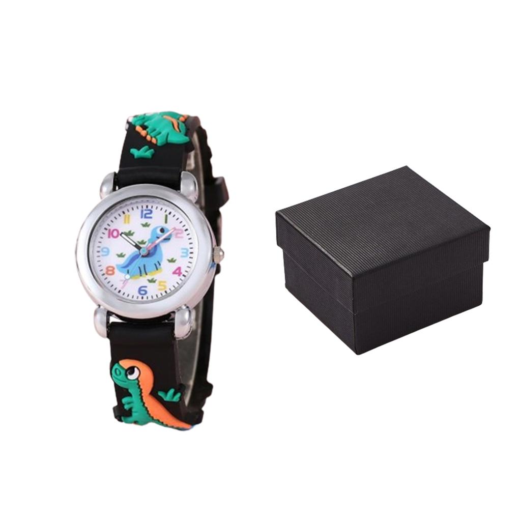 1pc/2pcs-Children's watch with cartoon dinosaur pattern strap, watch bracelet, box set, suitable for children's Christmas gifts