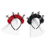 Halloween Hair Accessories Dark Style Veil Halloween Costumes Headdress Cosplay Crown Party Headband Holiday Accessories Black/Red