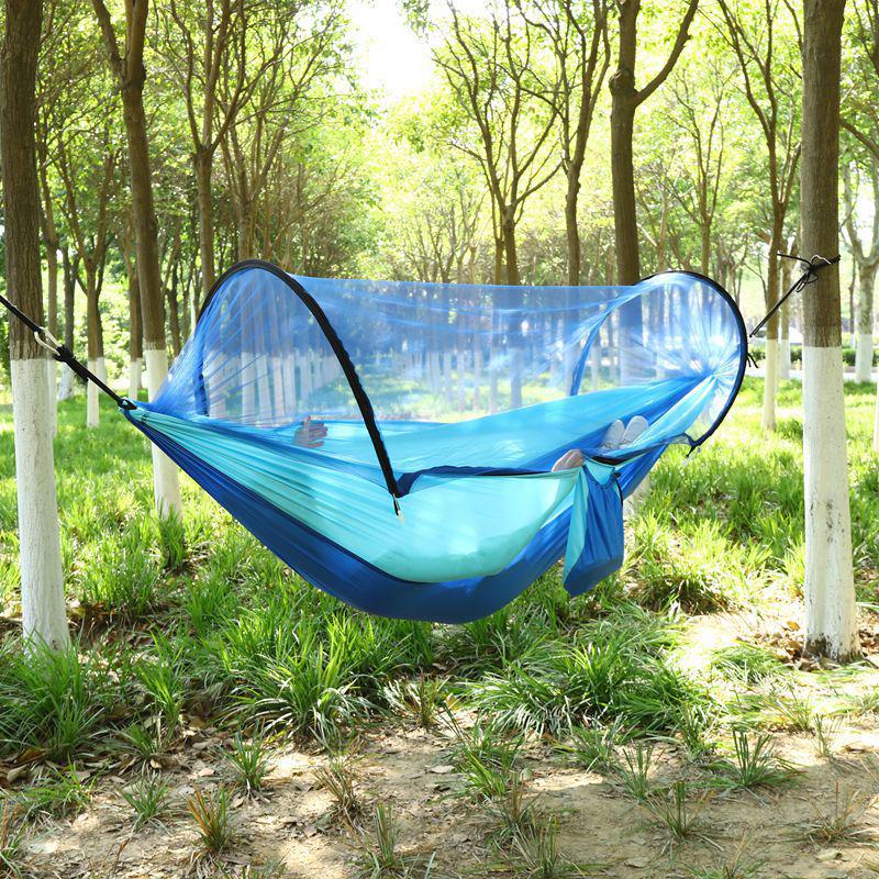 """Schnellöffnende Mückendichte Outdoor-Hängematte mit Netz - Einzel-/Doppel-, Kippsicher, Nylon"""