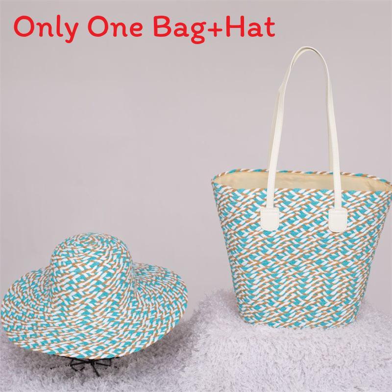 Straw Hat And Bag Set With Sun Protection For Outdoor Travel Casual Summer Adults