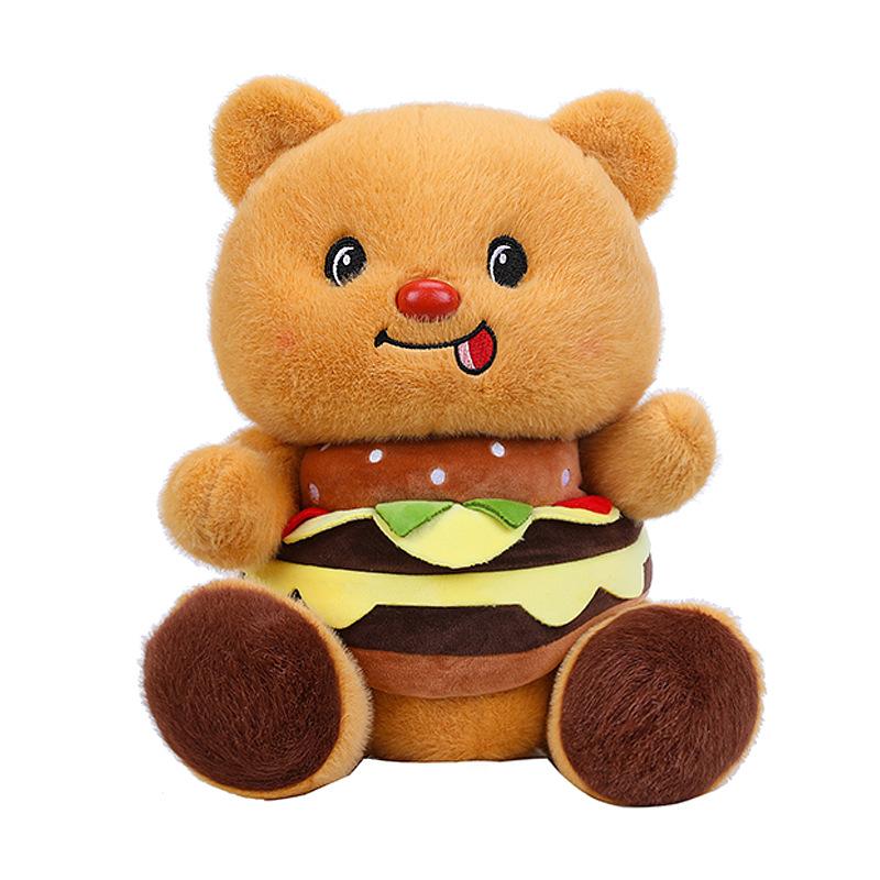 Cute Bear Doll Burger Clothes Hug Bear Doll Plush Toy Birthday Doll Gift For Girls And Children