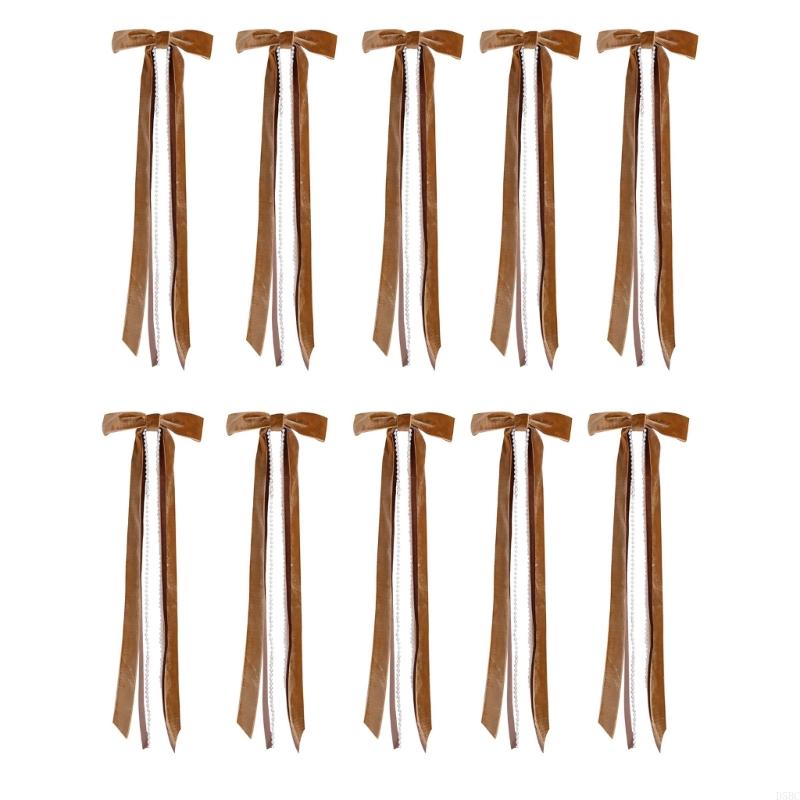 10Pcs Pearls Tassels Velvety Bowknot Christmas Tree Ornament For Wreath Wedding