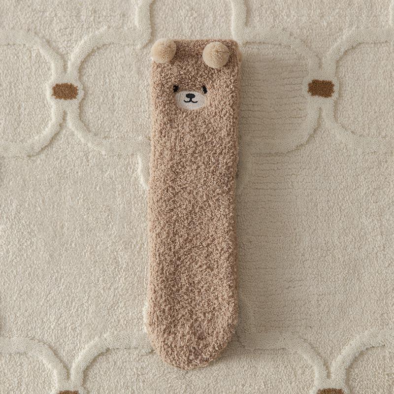 Women's Coral Fleece Socks - Cute, Thickened Plush Velvet for Winter, European & American Style.
