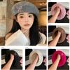 Chapeau de Peintre Littéraire Brodé Nœud Papillon Mélange de Laine Bonnet pour Femme Casquette Béret Doux pour Femme
