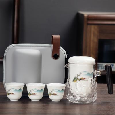 Portable Quick Cup Ceramic Travel Kung Fu Tea Set Outdoor Travel 1 Pot 3 Cups Coffee Teapot for Tea In a Cup Coffeeware Teaware