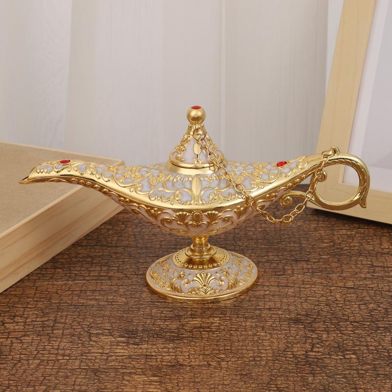 

Волшебная лампа Аладдина Нет. 21*11 Набор Волшебная Лампа Желания Металлическое Украшение Дома Подарок на Новоселье белый/золотой