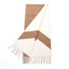 Excellent HERMES Scarf Cazac Chevron Reversible with fringe Brown white cashmere Women Used