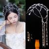 Korean Style Glitter Beaded Forehead Ornament Fairy Rhinestone Head Chain Bridal Crown  Girls