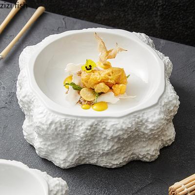 Keramický jídelní talíř s kamennou texturou, Restaurace, Dvouplášťový talíř, Dezertní talíř, Talíře na sushi, Stolní nádobí pro molekulární kuchyni