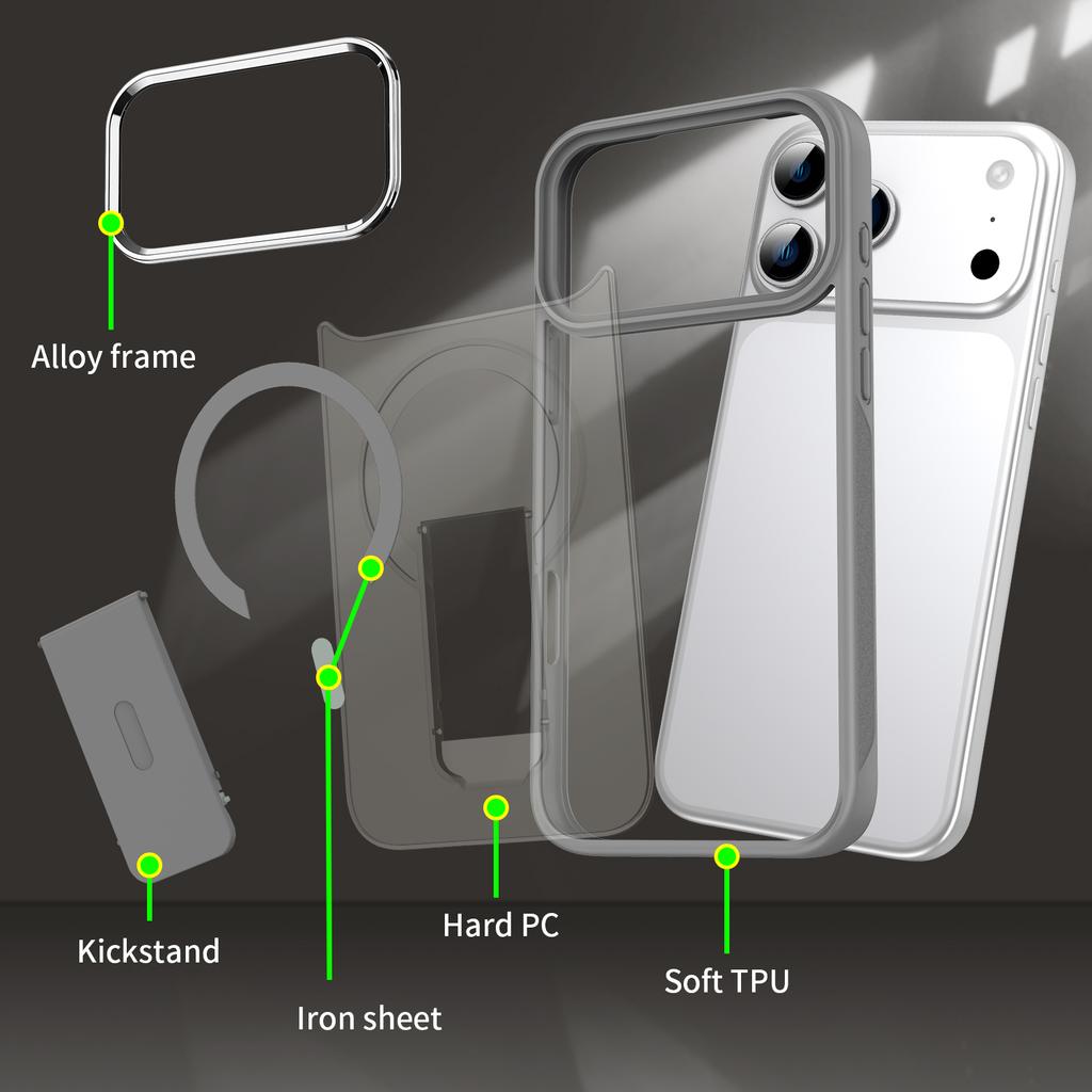 Desert Gold Folding holder magnetic phone case for iPhone 17 16 15 14 13 12 11 Pro Max Air Plus magsafe charging hard back cover