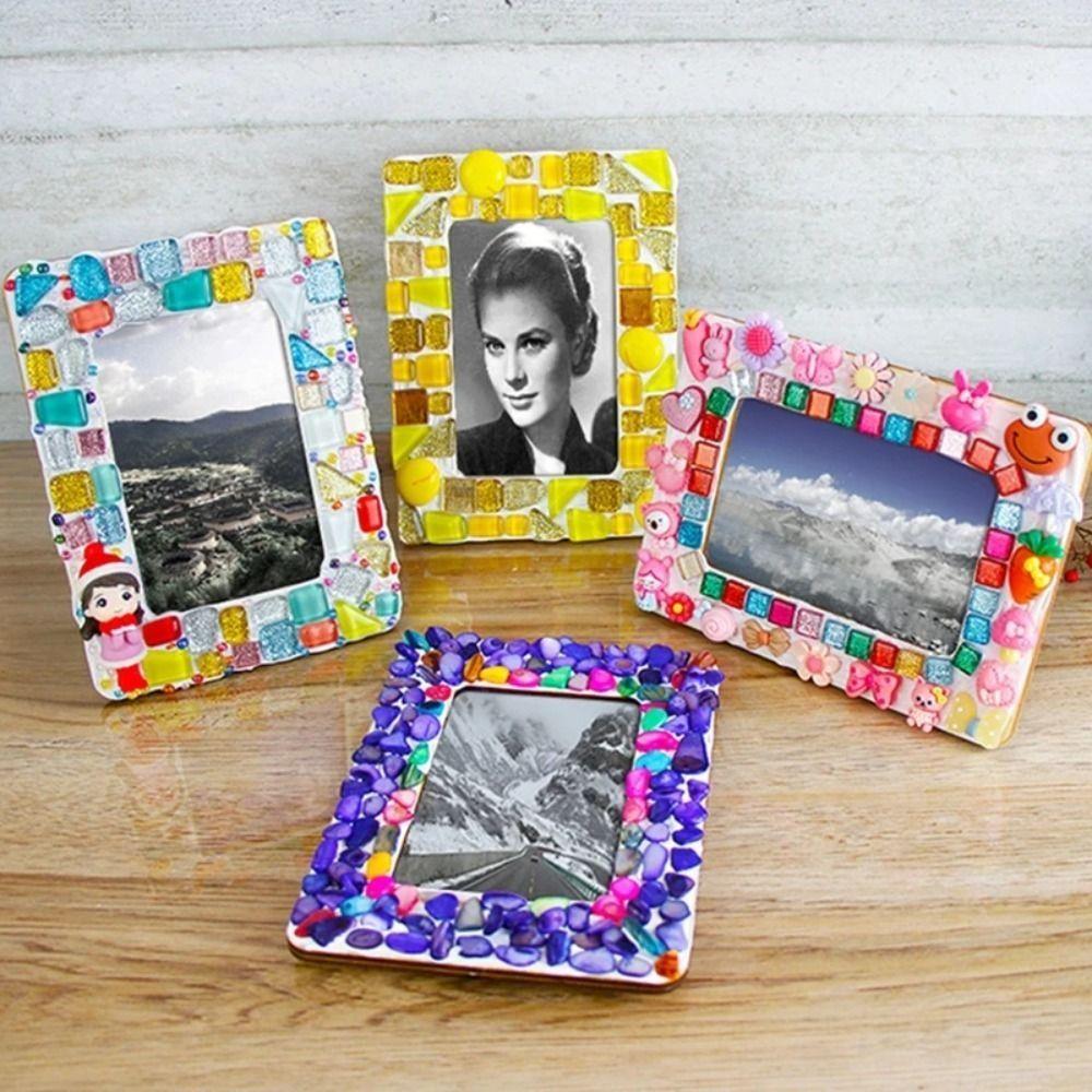 Konstpusselhållare DIY Tomma Lerramar Målning Teckning Skrivbordsprydnad Träfotohållare Flera Storlekar DIY Hantverk