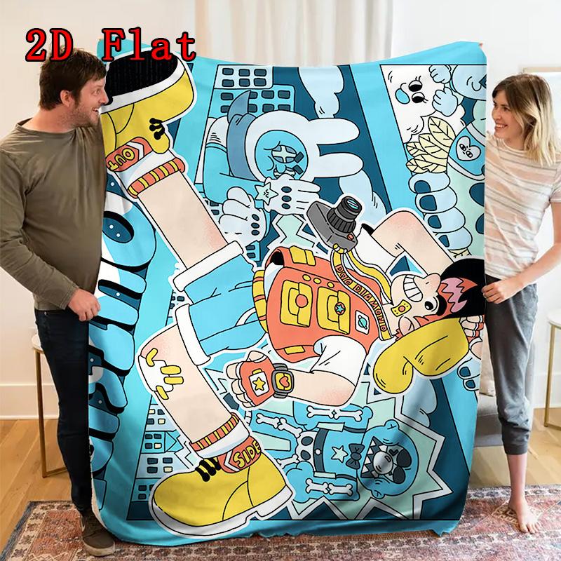 Happy Boy illustration 2D Flat Pattern Flannel Blanket High quality All Seasons Warmth and Comfort Perfect for Christmas Gifts.MMT0918291