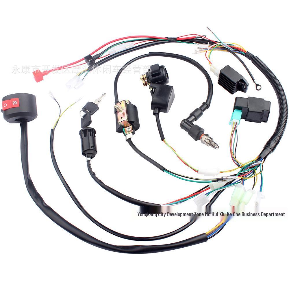 Off-road ATV & Beach Buggy Wiring Harness Kit (50-125CC) - Includes Ignition System, CDI, and Starter Switch Hybrid Model