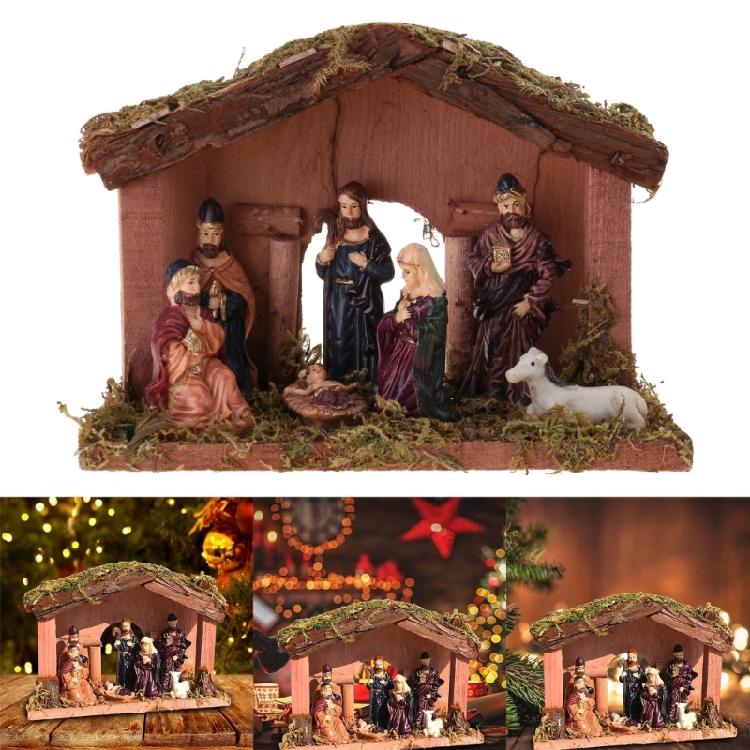 Set Presepio in Resina Statua della Natività Decorazione Natalizia per Decorazione della Casa