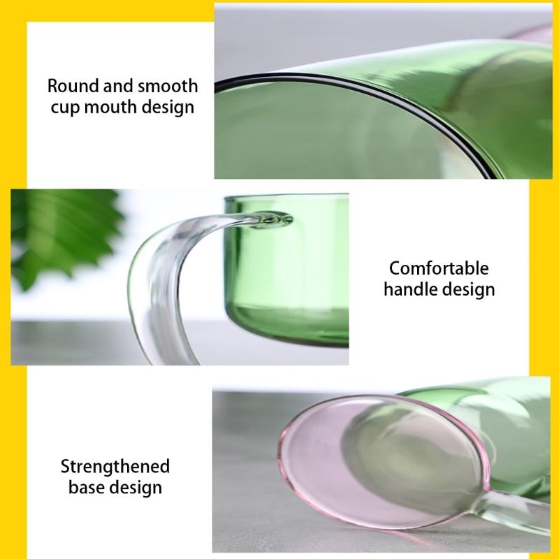 Clear Glass Cup with Base and Handle Floating Design Heat Resistant Ergonomic Coffee Mug Drinking Cup Household Use