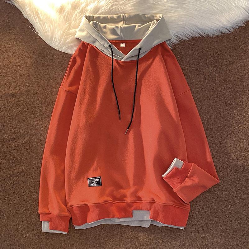 

Осень и зима, новая мужская толстовка с капюшоном, модный бренд, поддельная двухкомпонентная универсальная одежда, трендовая свободная куртка для мужчин 4XL