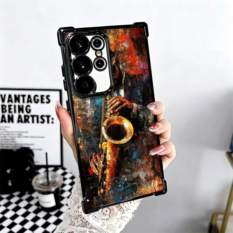 Saxophone Instrument Music Plating Phone Case For Samsung Galaxy S24 S25 FE S26 Edge S23 Ultra S22 S21 Plus S20 Anti-Fall Airaba