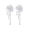 Light Luxury Micro Inlaid Zircon Pearl Metal Flower Shaped Earrings Korean Style Trendy Jewelry Unusual Accessories For Women