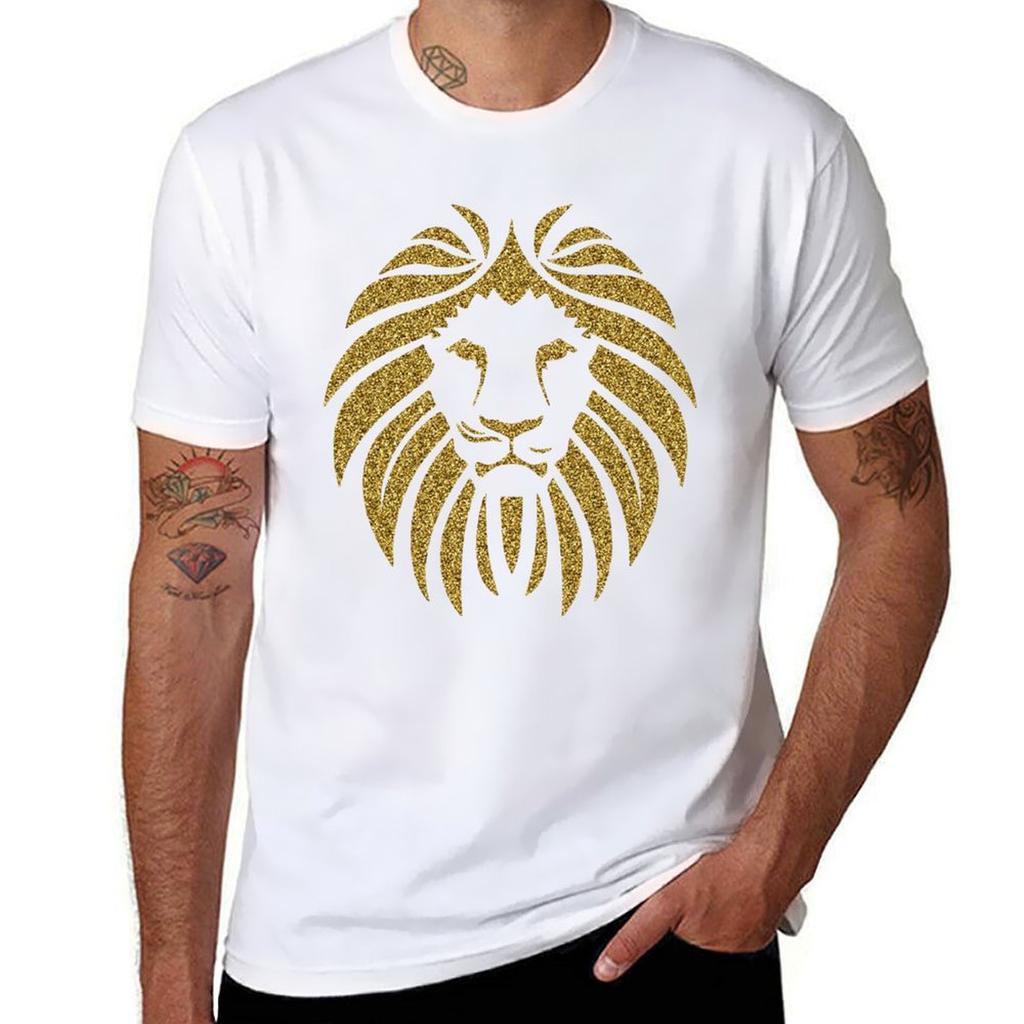 Gold Glitter Lion Tribal Silhouette Tshirt Comfort Stretch Tee Shirt Tshirt