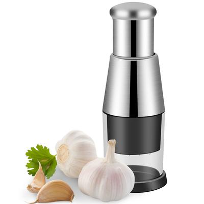 Gepresster Knoblauchhacker Edelstahl Manuelle Knoblauchpresse Handheld Push-Typ Knoblauchpresse für Ingwer Chili Zwiebel Salat