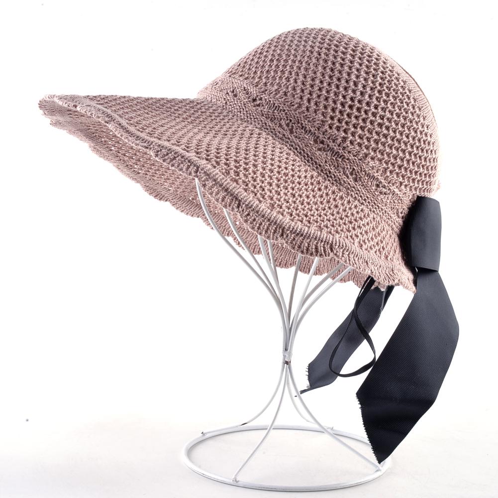 Beach Straw Hat Foldable Bow-knot Cap 