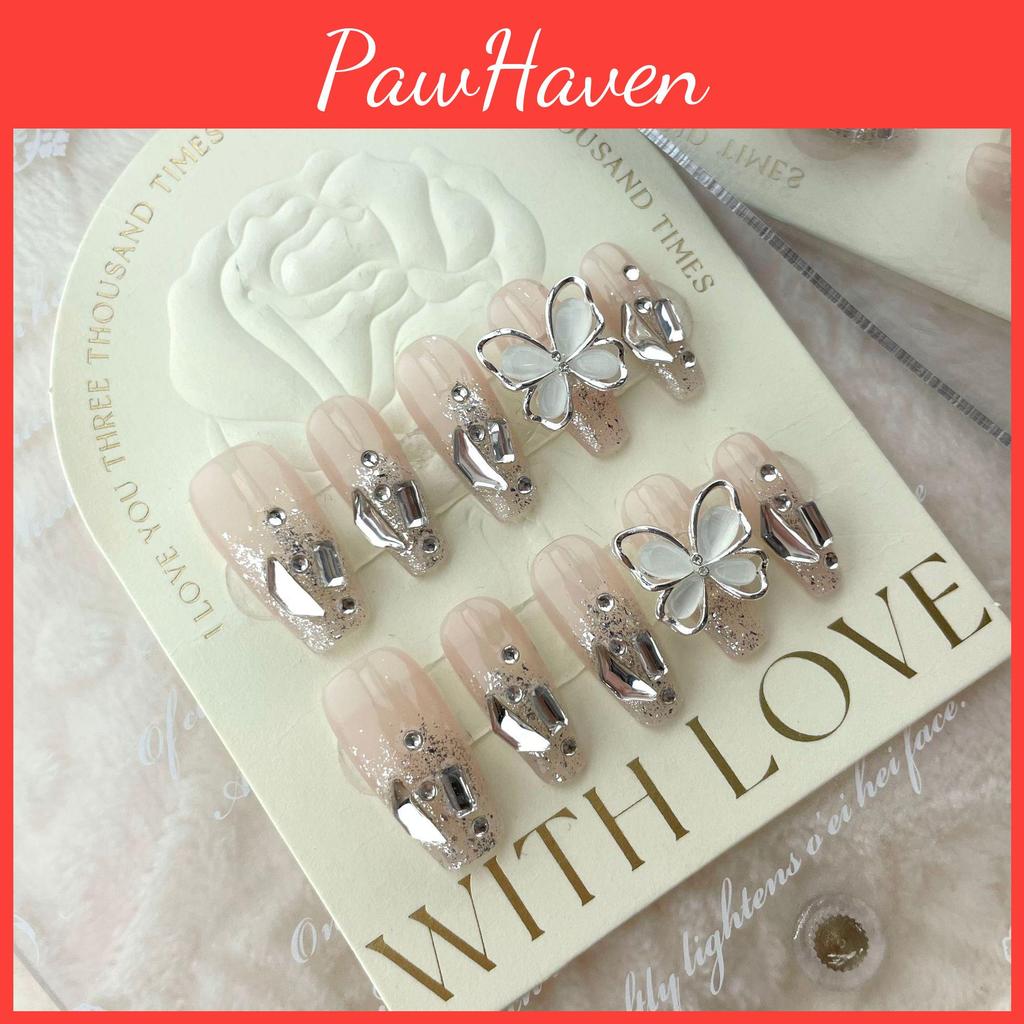 Stunning Handmade Butterfly Nail Art Removable Crystal Gems Flashy Design For Perfect Manicure