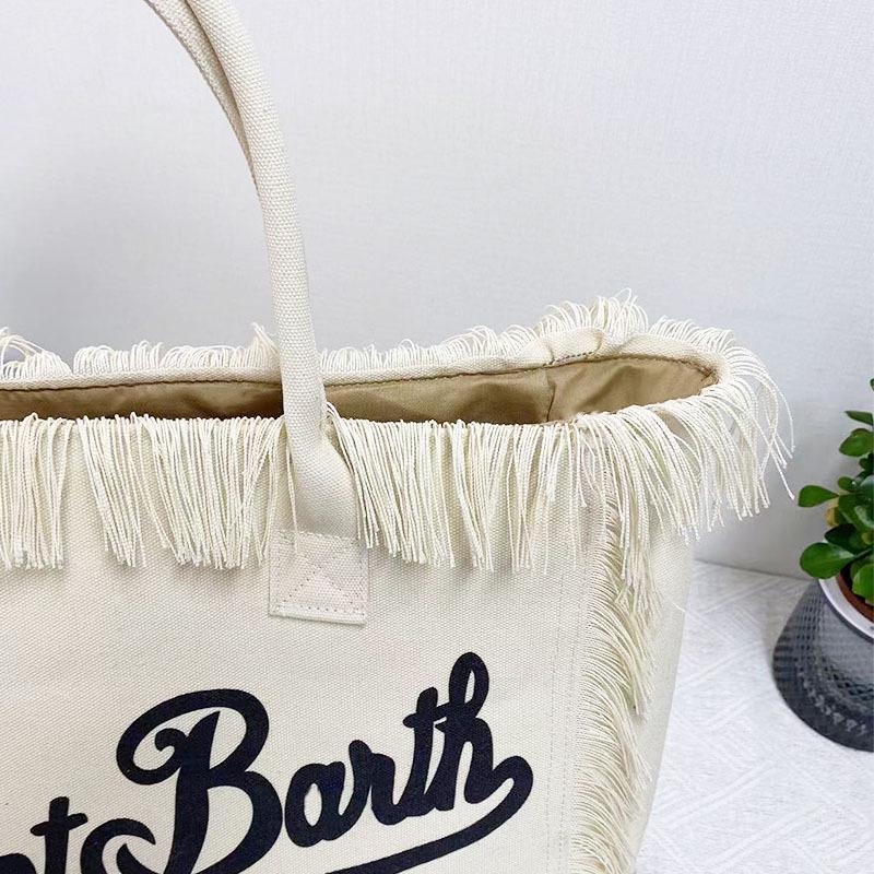 Large Capacity Canvas Tote Bag with Denim Fabric and Tassel Design for Commuting