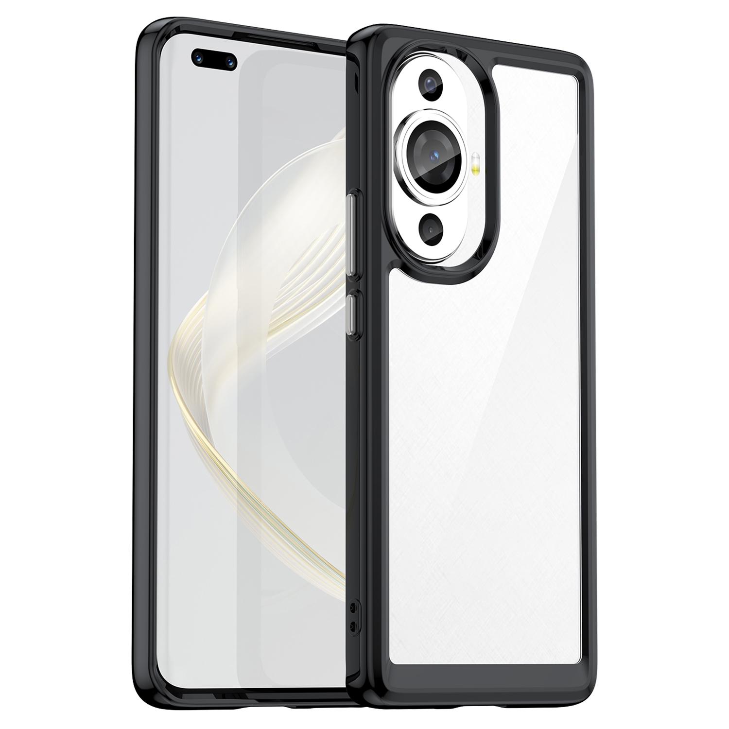 

For Huawei nova 11 Pro/nova 11 Ultra Transparent Phone Case TPU+Acrylic Smartphone Cover Black