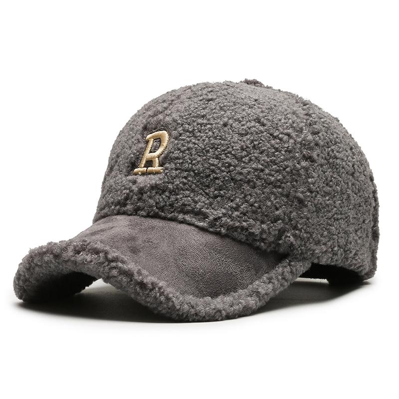 Winter Curly Plush Warmth Peak Cap Cute Baseball Caps Unisex Accessories Sporty Style Color-block Design Minimal Style 56-60cm