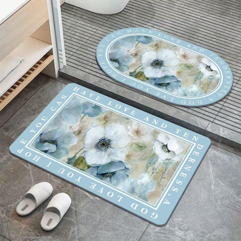 Sweet Flowers Diatom Mud Carpet Moisture-wicking Floor Mat Bathroom Easy To Dry Foot Mat Toilet Can Be Hand-washed Slip-resistant Mat Door Mat