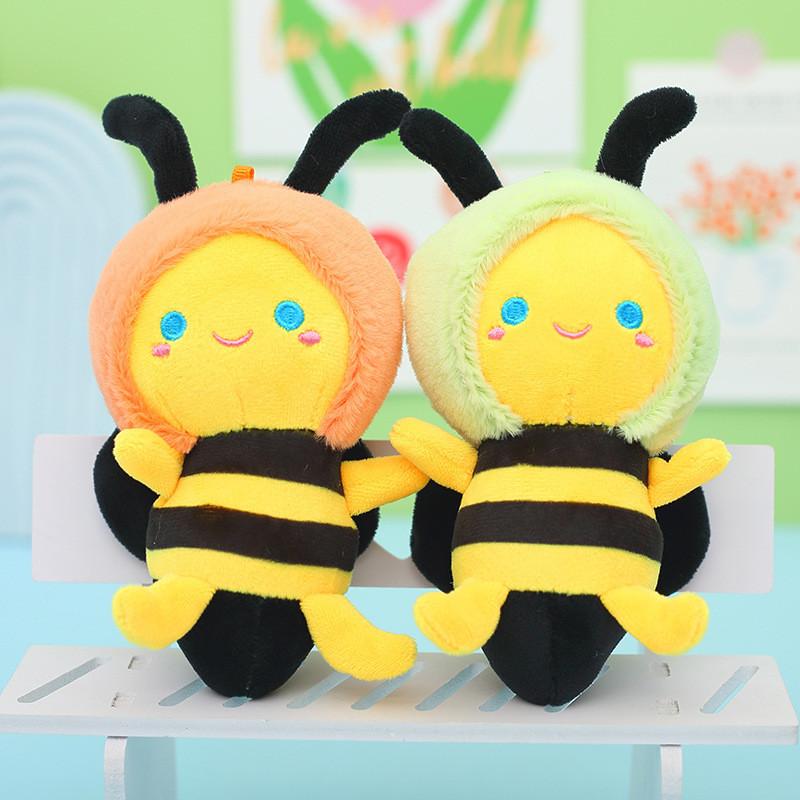 Adorable Cartoon Bee Keychain Plush Toy Cute Soft Crystal Velvet Bag Charm