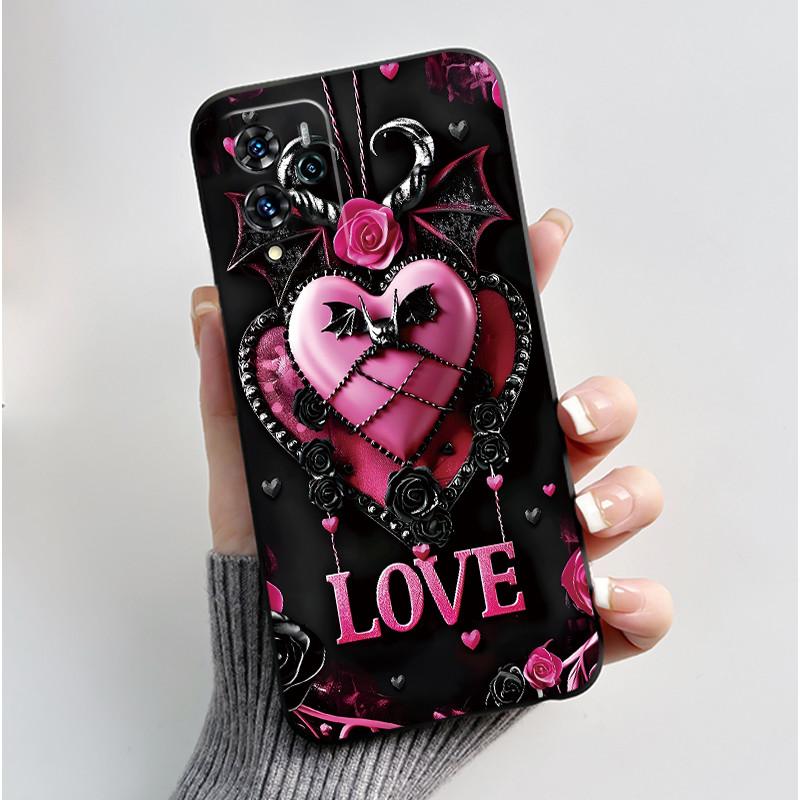 For ZTE Blade V40 Pro/ZTE 9046 Case Cute Love Rabbit Funny Black Matte Soft TPU Protective Back Cover For ZTE V40 Pro Phone Case