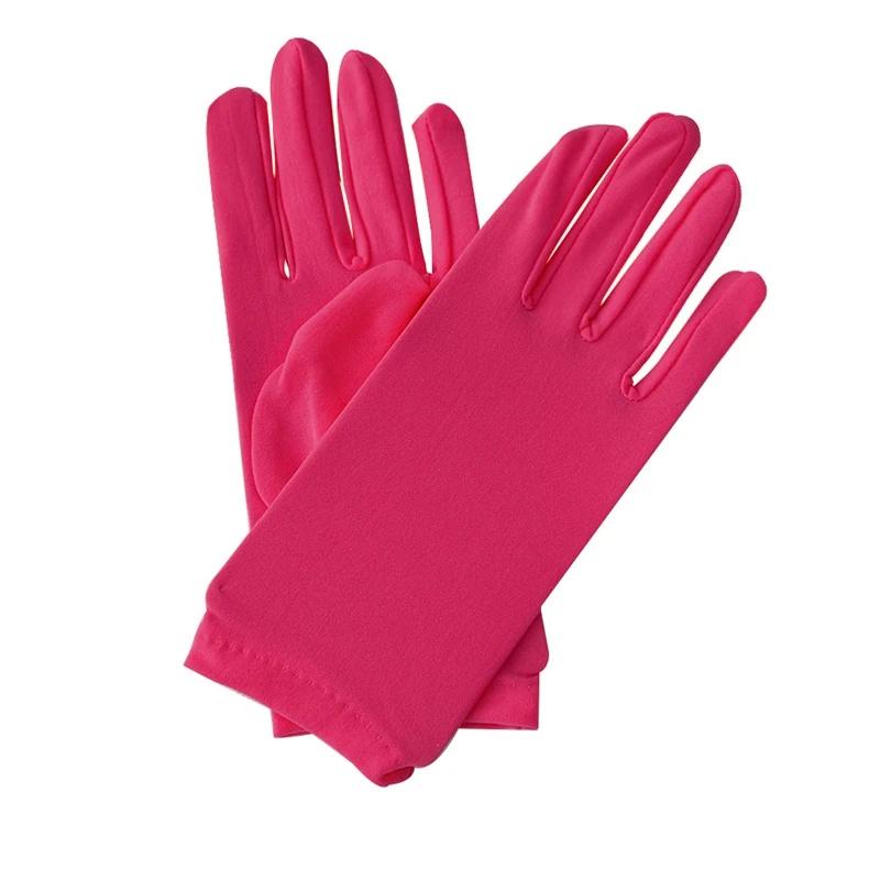 Woman Gloves for Summer Satin Sunscreen  Female Thin Solid Color Ceremonial Performance Dance Breathable Driving Gloves