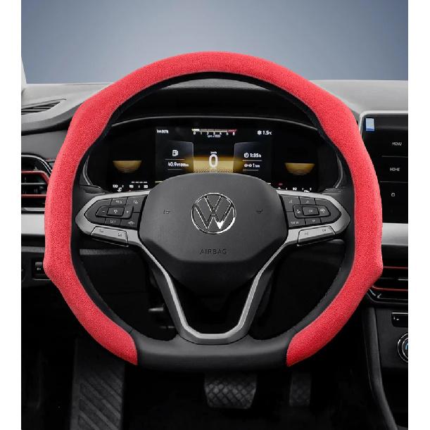 Suitable for Volkswagen Premium Suede Snap-On Steering Wheel Covers, Non-Slip and Durable, Available for Round and D-Shaped Steering Wheels,