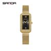 Fashion Sanda Top Brand Trendy Design Rectangle Dial Waterproof Quartz Movement Business Women Analog Wrist Watch