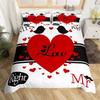 Couple Romantic Wedding Mr And Mrs Duvet Cover Microfiber Funny Quotes Love Heart Happiness Love Birds For Valentine'S Day Adult
