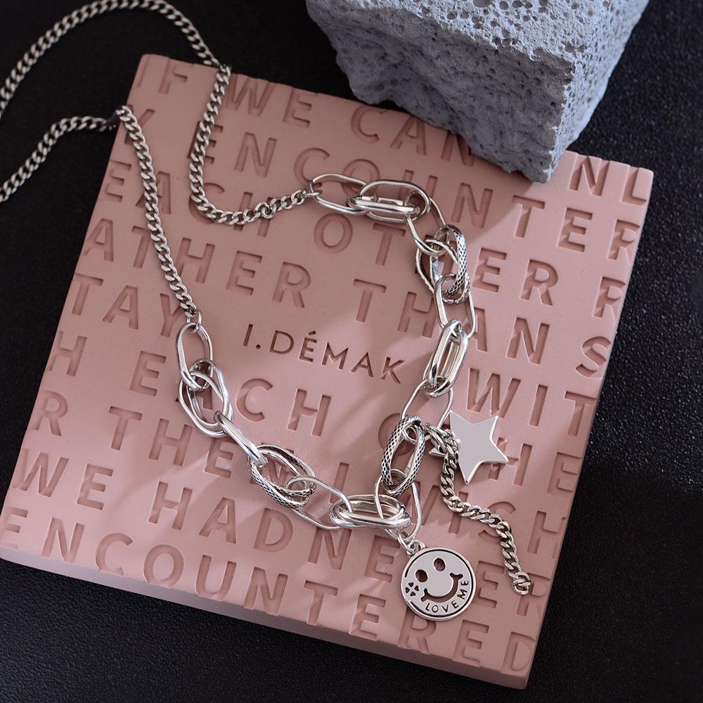 Ожерелье Девушка Смайлик Звезда Цепочка Простая Индивидуальность Ключица Цепочка Хип-Хоп Короткая Шея Цепочка Мода