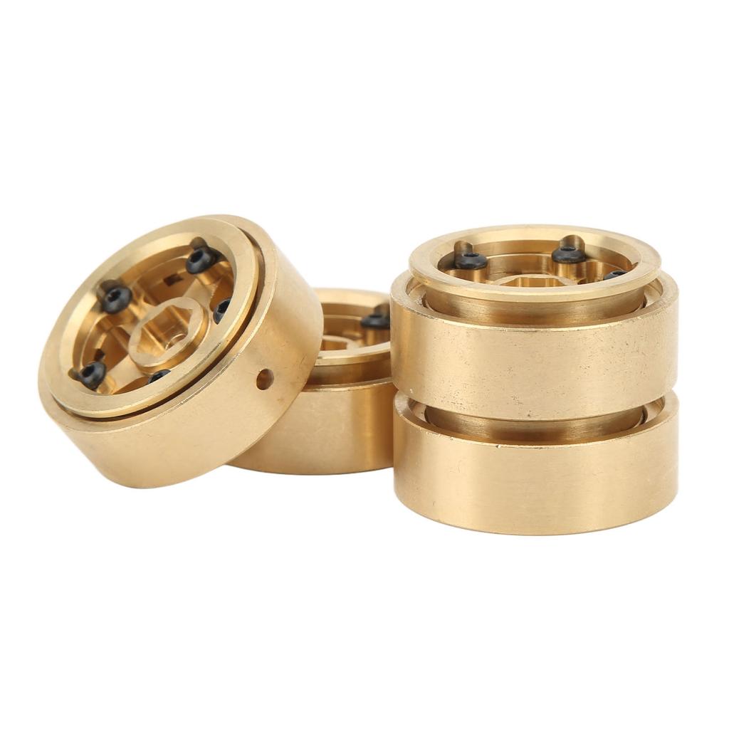 4Pcs RC Beadlock Wheel Rim Hubs Adhesive Free Brass RC Car Upgrade Parts for FMS FCX24 1 18 1 24 Climbing Car Gold