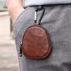 Retro Genuine Leather Simplicity Keys Coins Holder Zipper Pouches Bluetooth Earphone Storage Small Hanging Bags