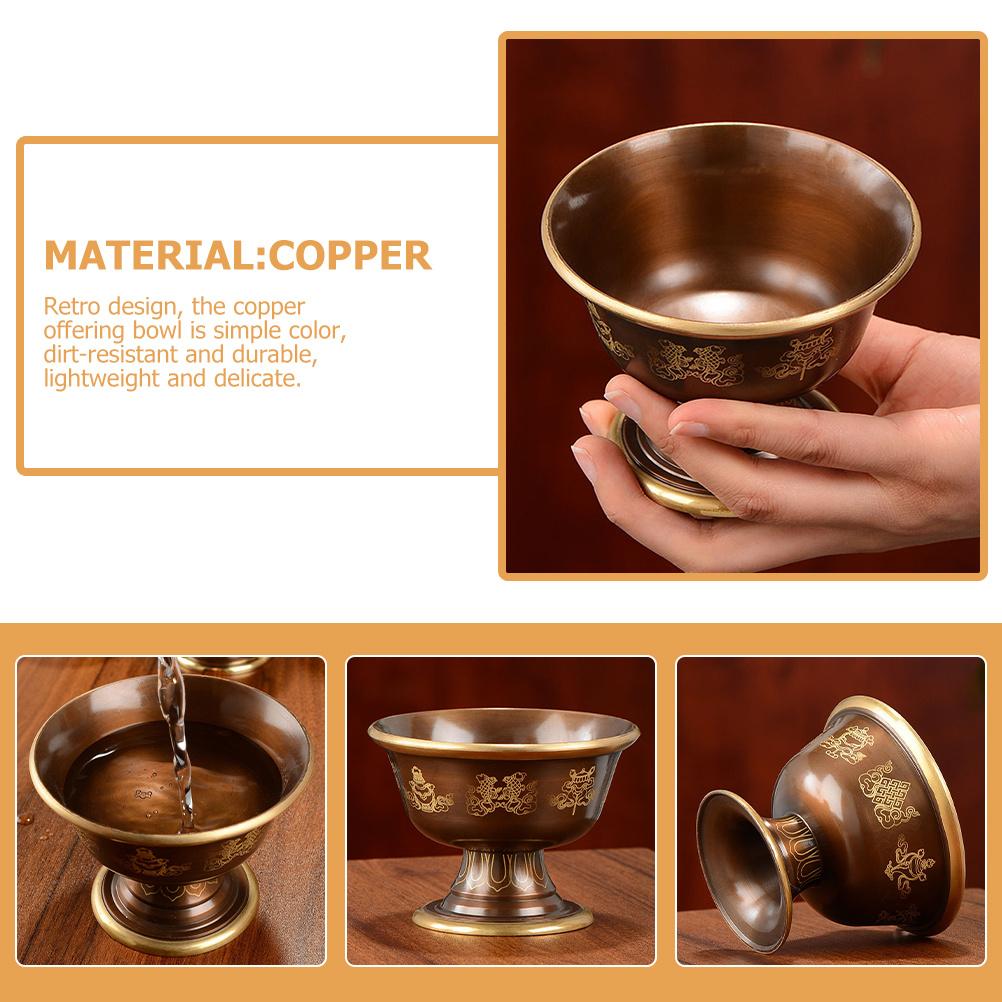 1pcs Temple Water Cup Offering Cup Retro Style Water Container For Temple Home Office Buddhist Supplies Ritual Bowl