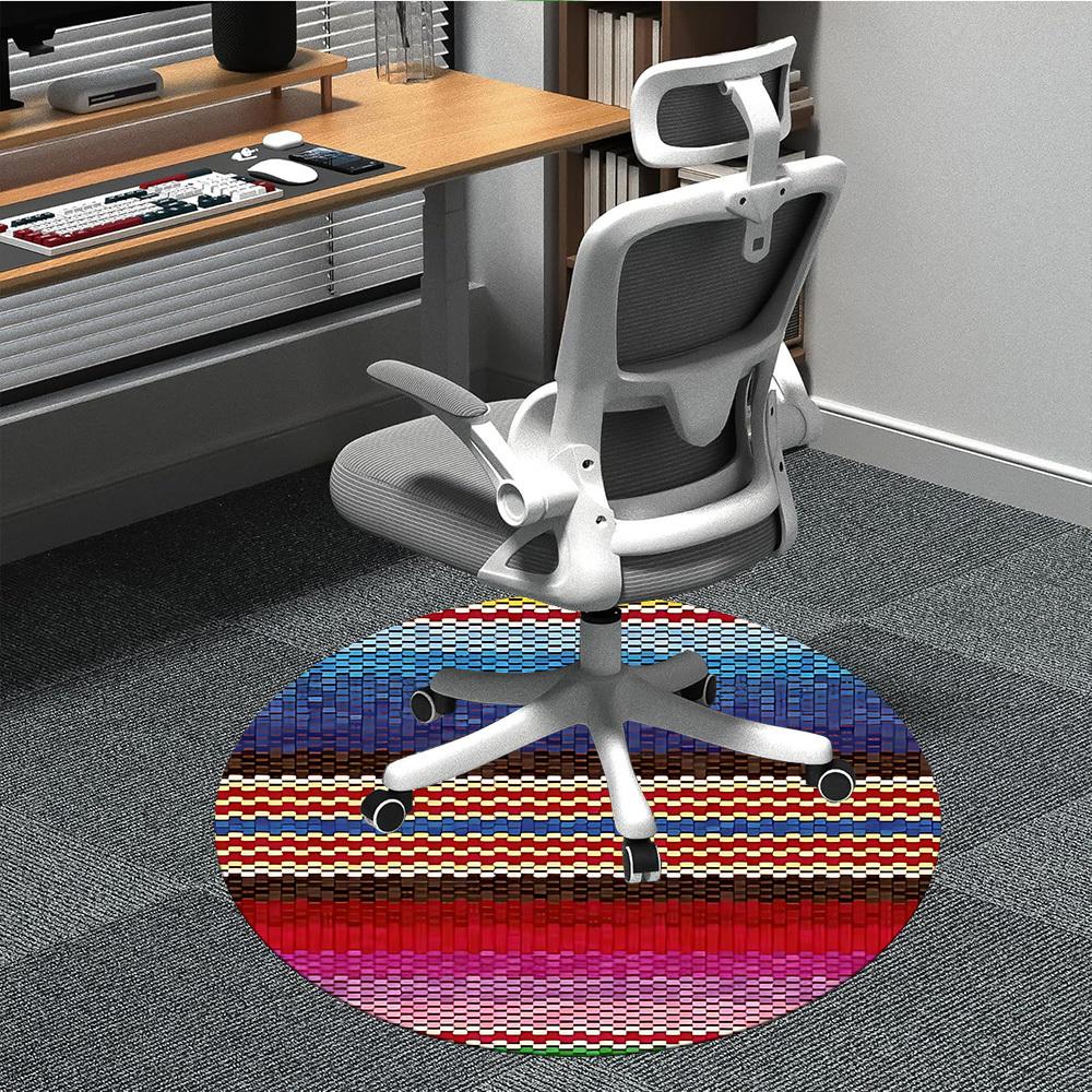 

1PC Colorful Stripes Chair Carpet for Office Non-Slip, Lightweight, Machine Washable Rug for Office, Sleeping, Room - Holiday Decoryy251009091 80cm by 80cm