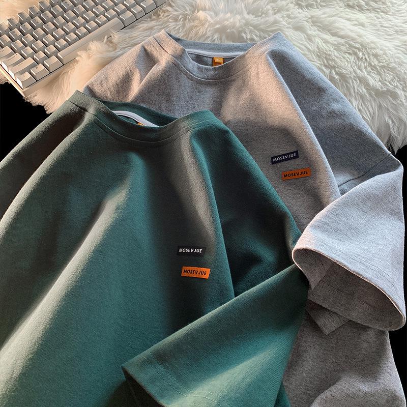 Men's Oversized American Retro Short-Sleeve T-Shirt with Small Collar - Trendy Summer Cotton Style