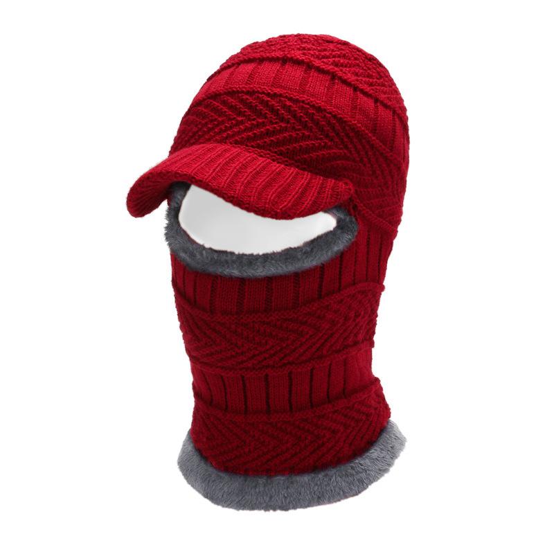 Men's Winter Wool Hat: Warm Knitted One-Piece with Face and Neck Protection for Outdoor Cycling